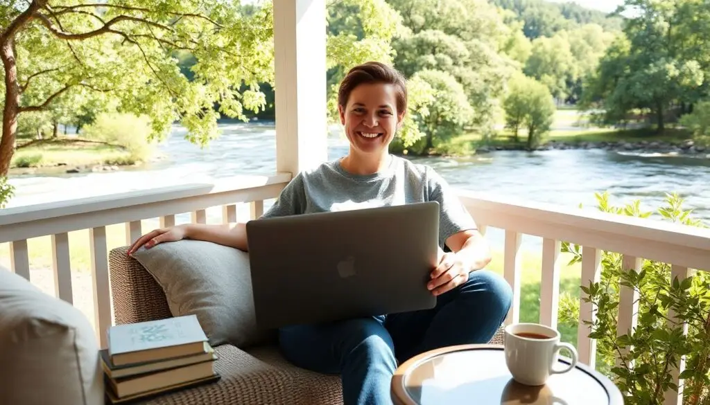 a guy with the laptop for earning passive income in 2025